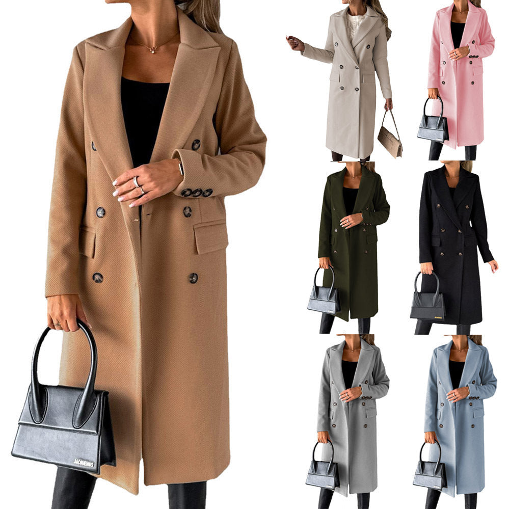 Estelle | Womens Double Breasted Wool Coat with Pockets - 1