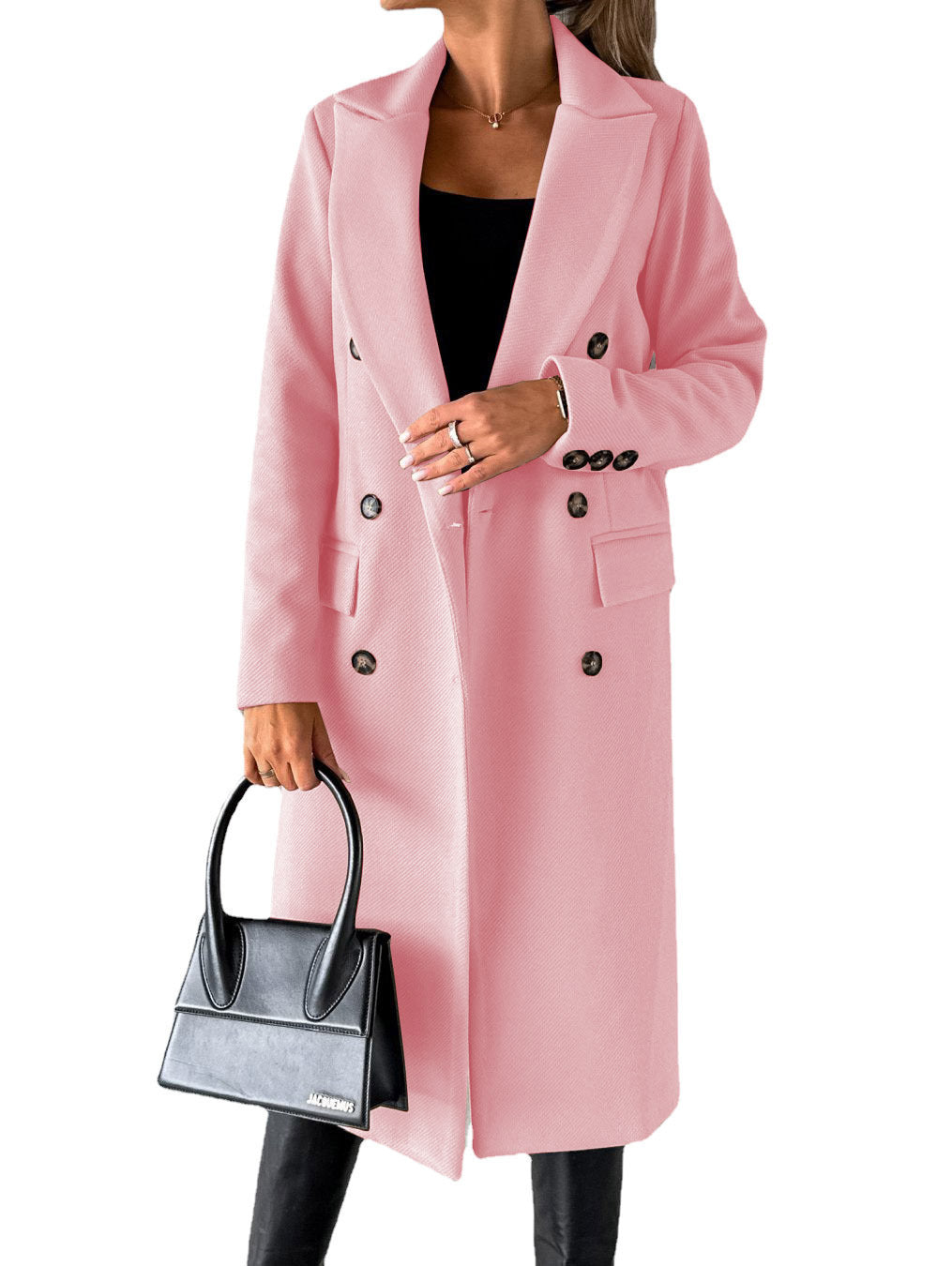 Estelle | Womens Double Breasted Wool Coat with Pockets - 11