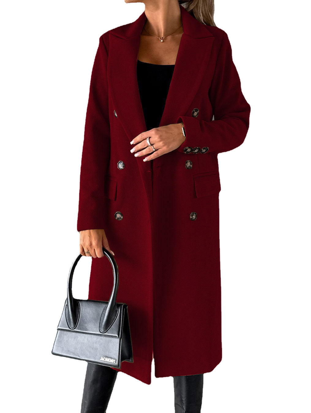 Estelle | Womens Double Breasted Wool Coat with Pockets - 13