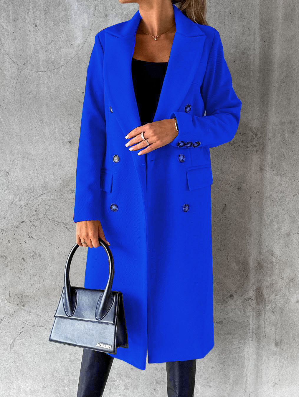 Estelle | Womens Double Breasted Wool Coat with Pockets - 14