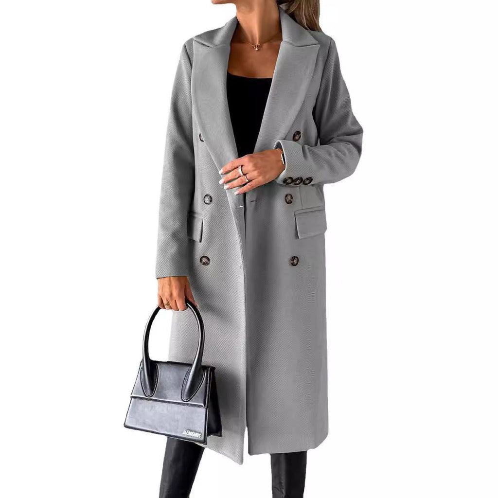 Estelle | Womens Double Breasted Wool Coat with Pockets - 3