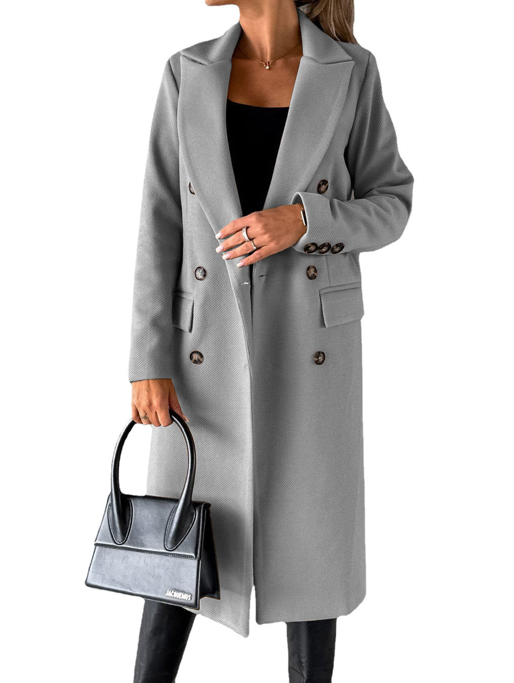 Estelle | Womens Double Breasted Wool Coat with Pockets - 6