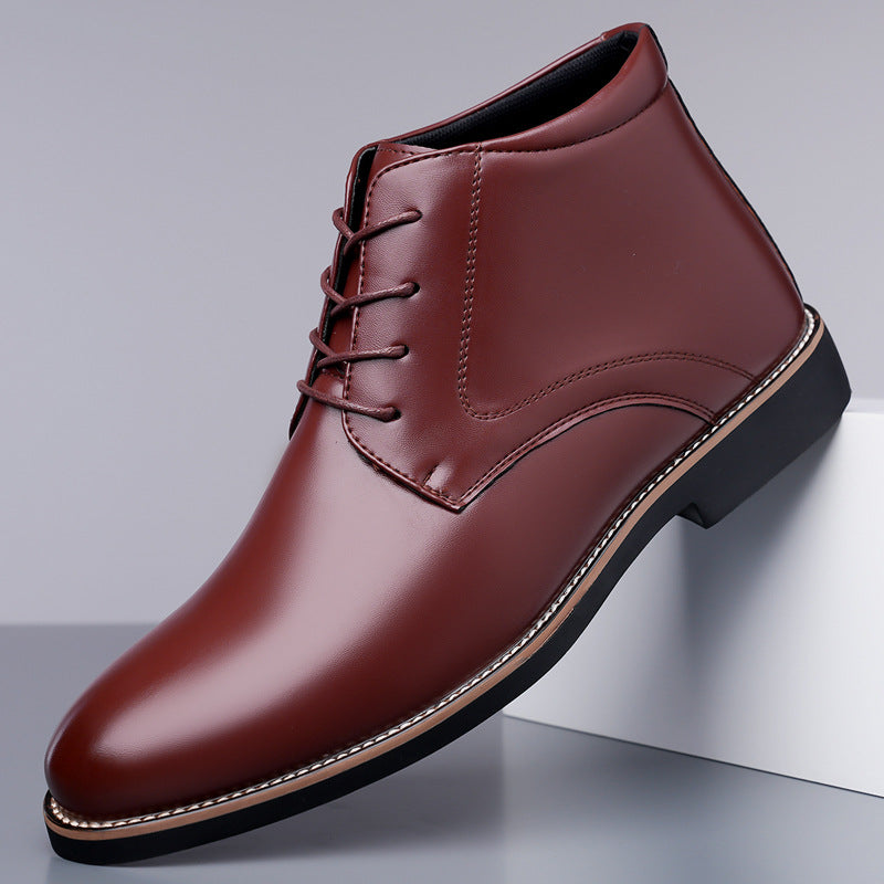 Everett | Mens Lace Up High Top Derby Ankle Leather Boots - Burgundy
