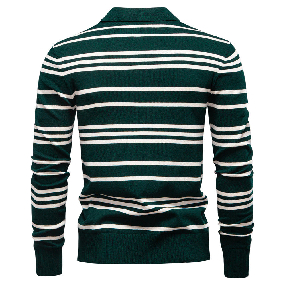 Everett | Mens Striped Polo Knit Sweater