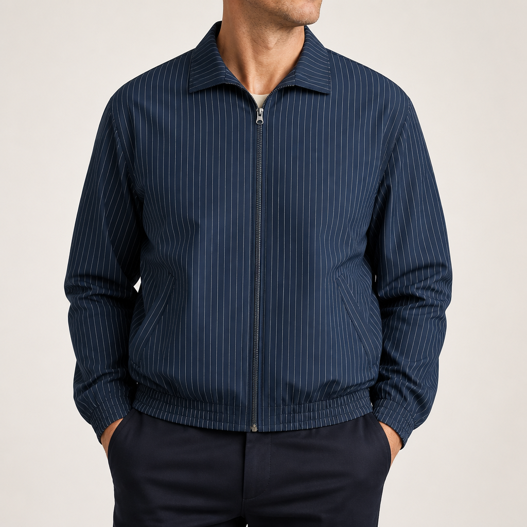 Ezra | Mens Track Jacket Striped Zip Up Lightweight Sports Jacket, Blue