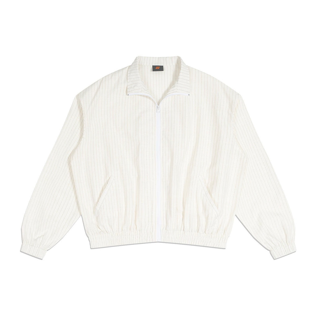 Ezra | Mens Striped Zip Track Lightweight Sports Jacket - White