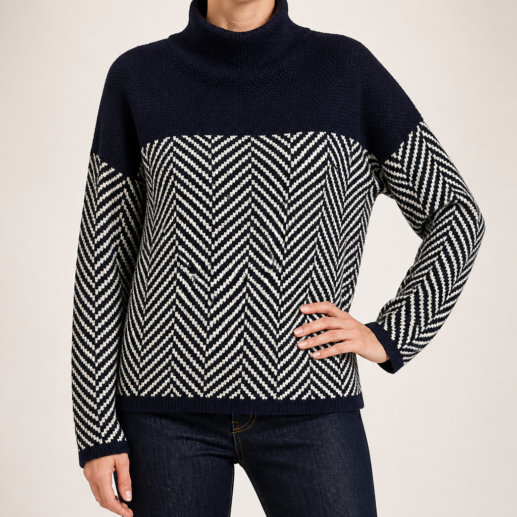 Fabienne | Womens Chunky Knit Jumper Knitted Warm Winter Sweater, Navy Blue