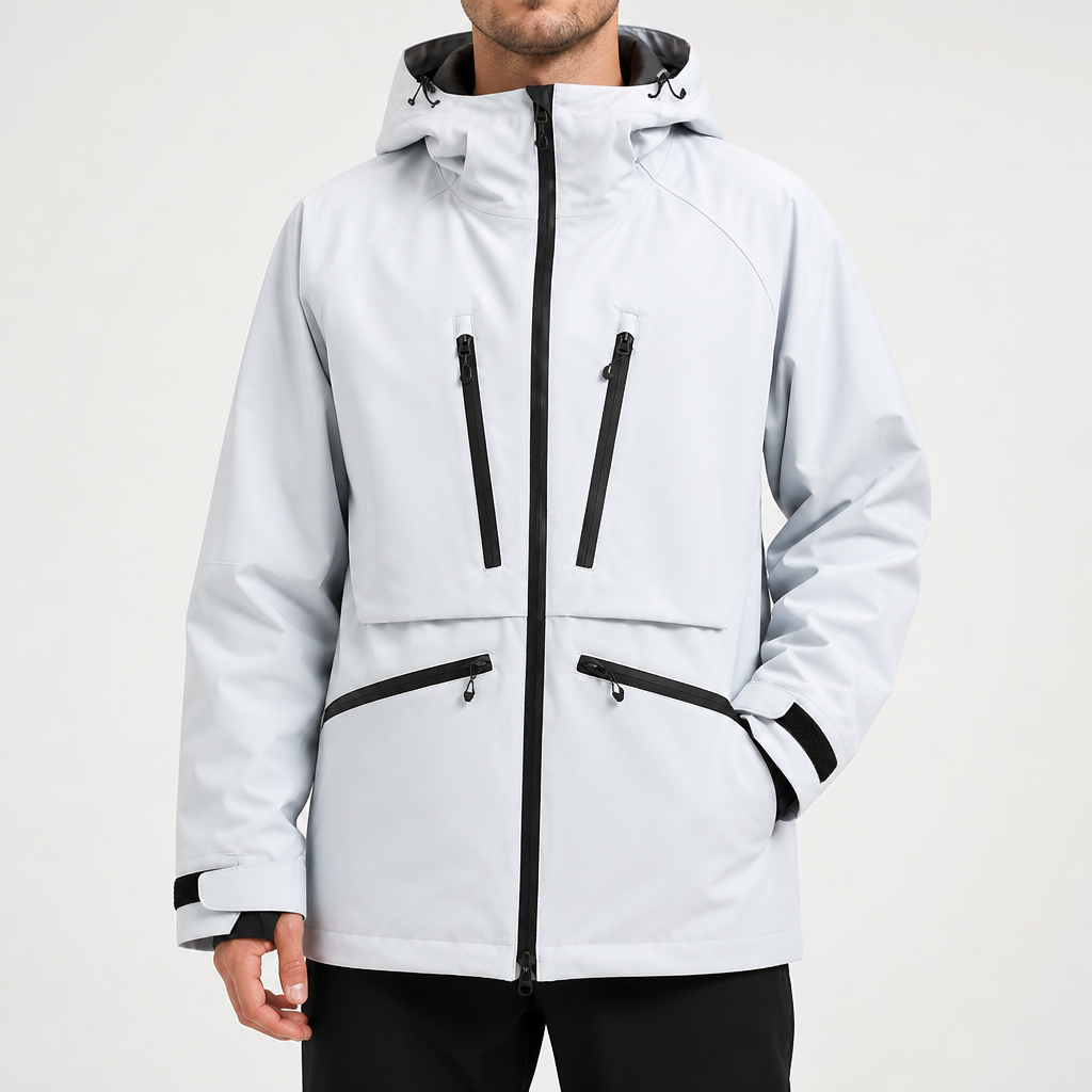 Faun | Mens Ski Jacket Waterproof Windproof Snowboard Winter Coat, Grey