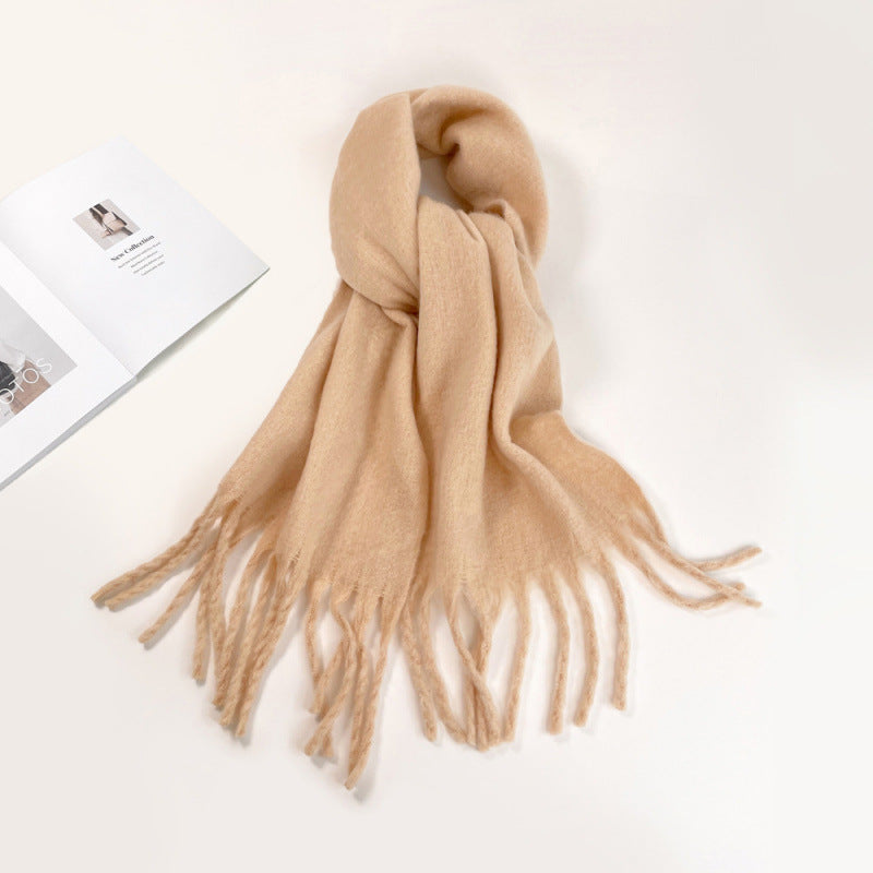Faye | Womens Soft Mohair Shawl Scarf - Camel