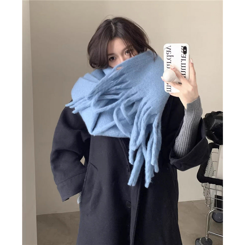Faye | Womens Soft Mohair Shawl Scarf - Light Blue1