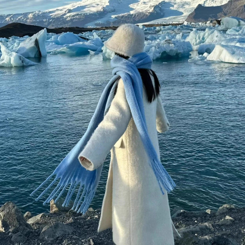 Faye | Womens Soft Mohair Shawl Scarf - Sky Blue