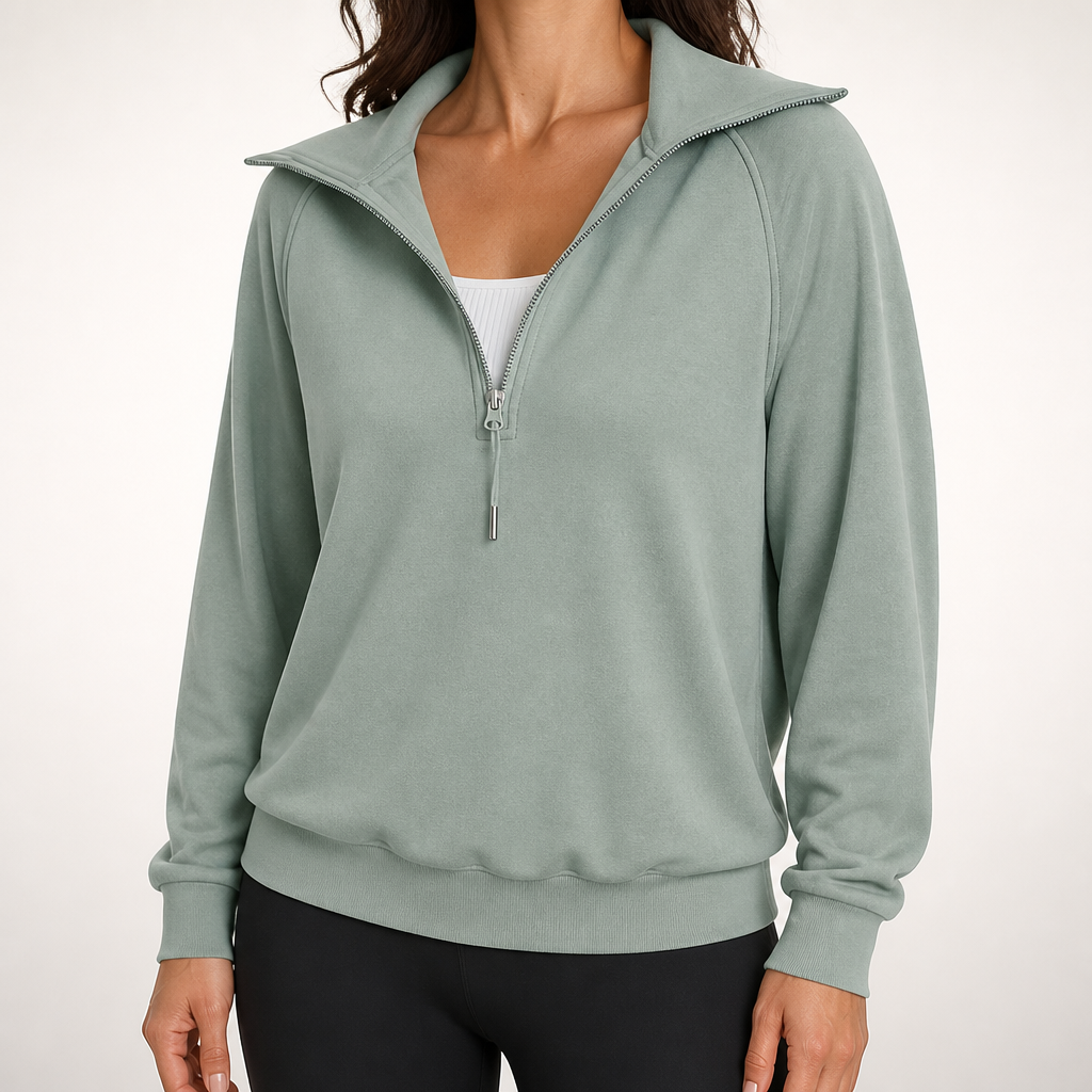 Fenella | Womens Yoga Top Long Sleeve Half Zip Stand Collar Running Fitness Top, Design 3