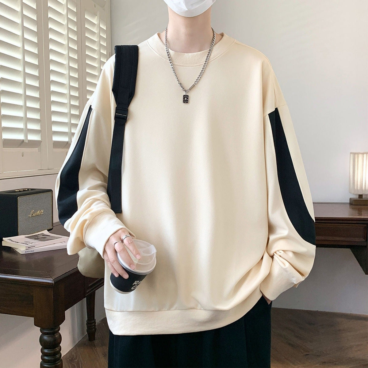 Fletcher | Mens Drop Shoulder Sweatshirt Plus Size Round Neck - 1