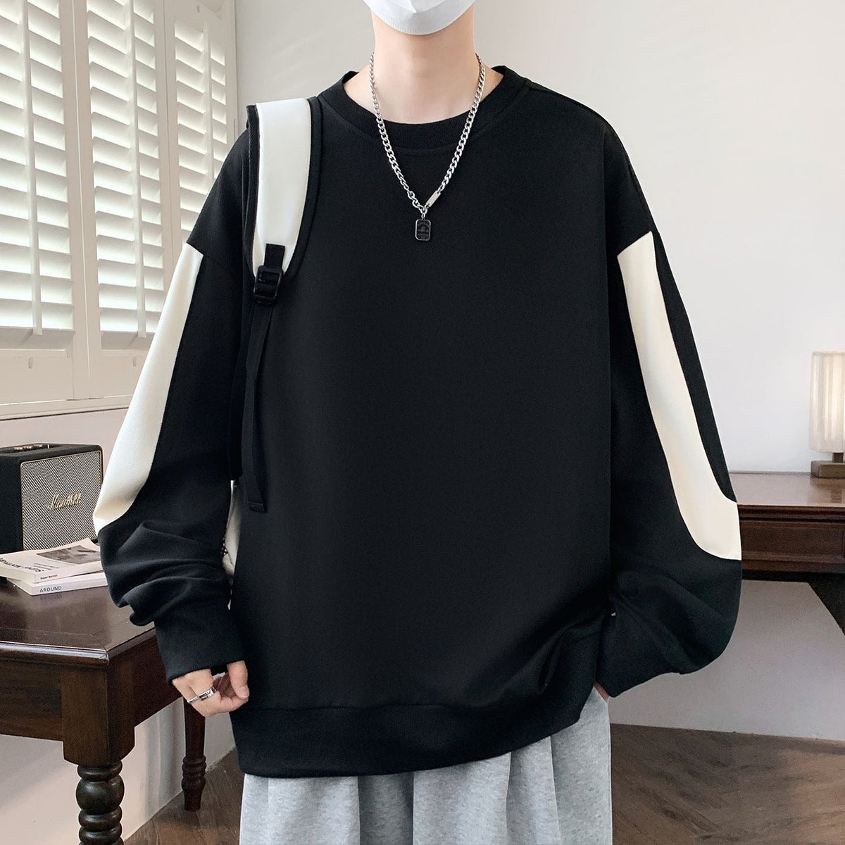 Fletcher | Mens Drop Shoulder Sweatshirt Plus Size Round Neck - 6