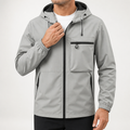Fletcher | Mens Hooded Utility Workwear Windbreaker Autumn Jacket, Light Grey