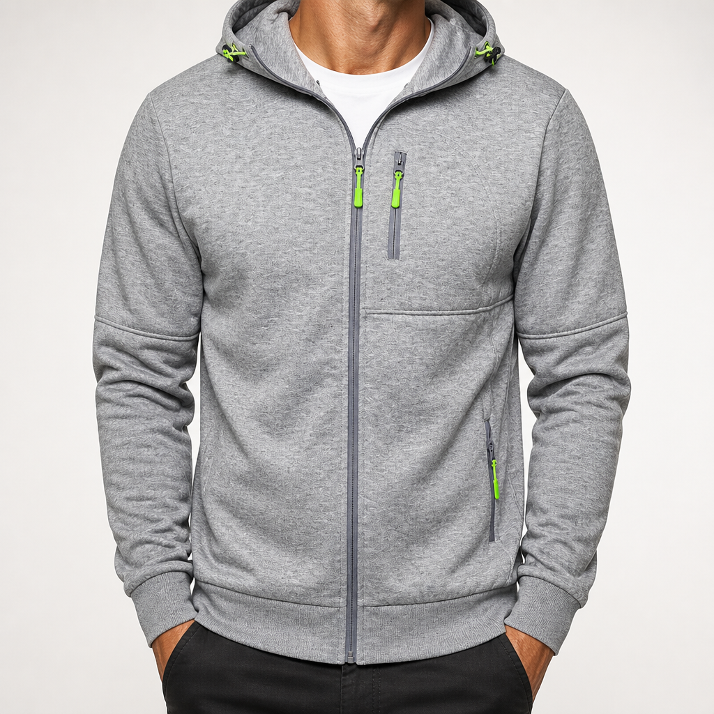 Flynn | Mens Jacket Zip Up Hooded Sports Lightweight Jacket, Grey