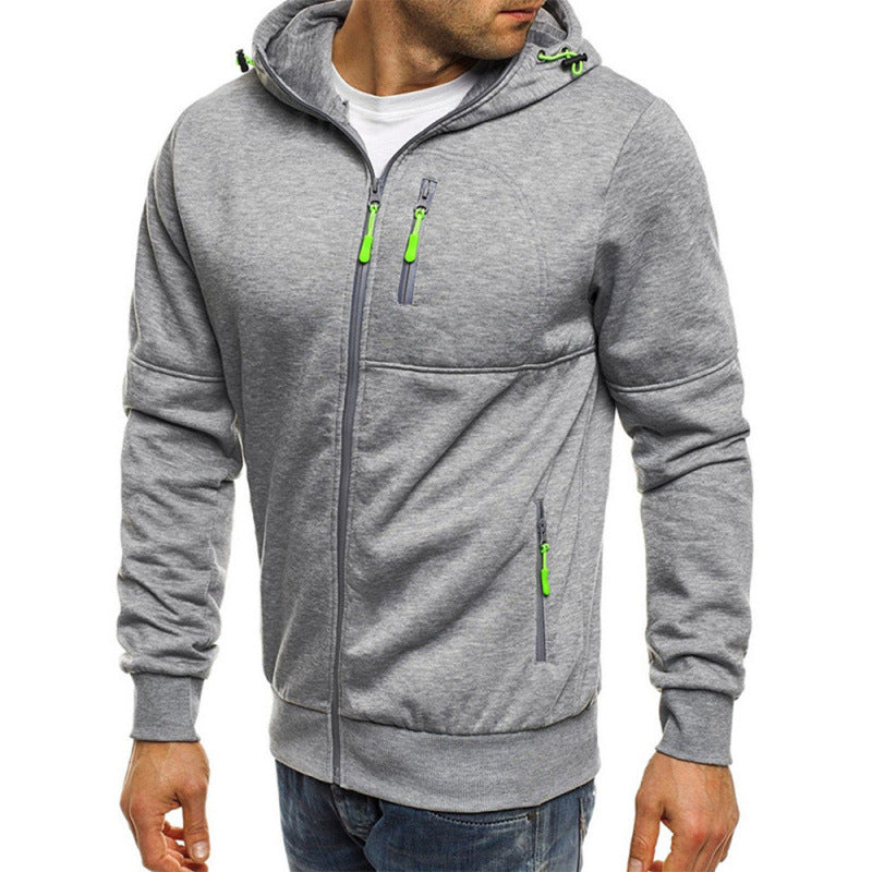 Flynn | Mens Zip Hooded Sports Jacket - Grey