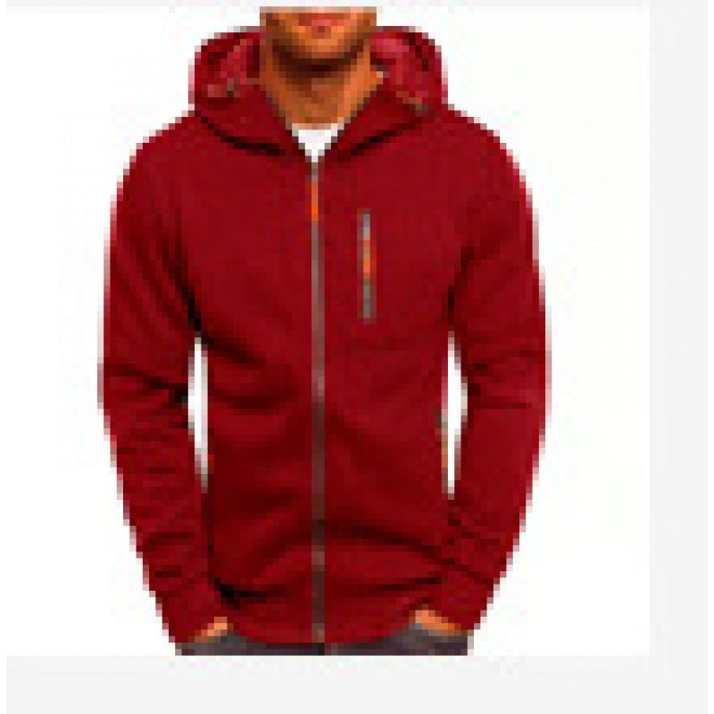 Flynn | Mens Zip Hooded Sports Jacket - Wine Red