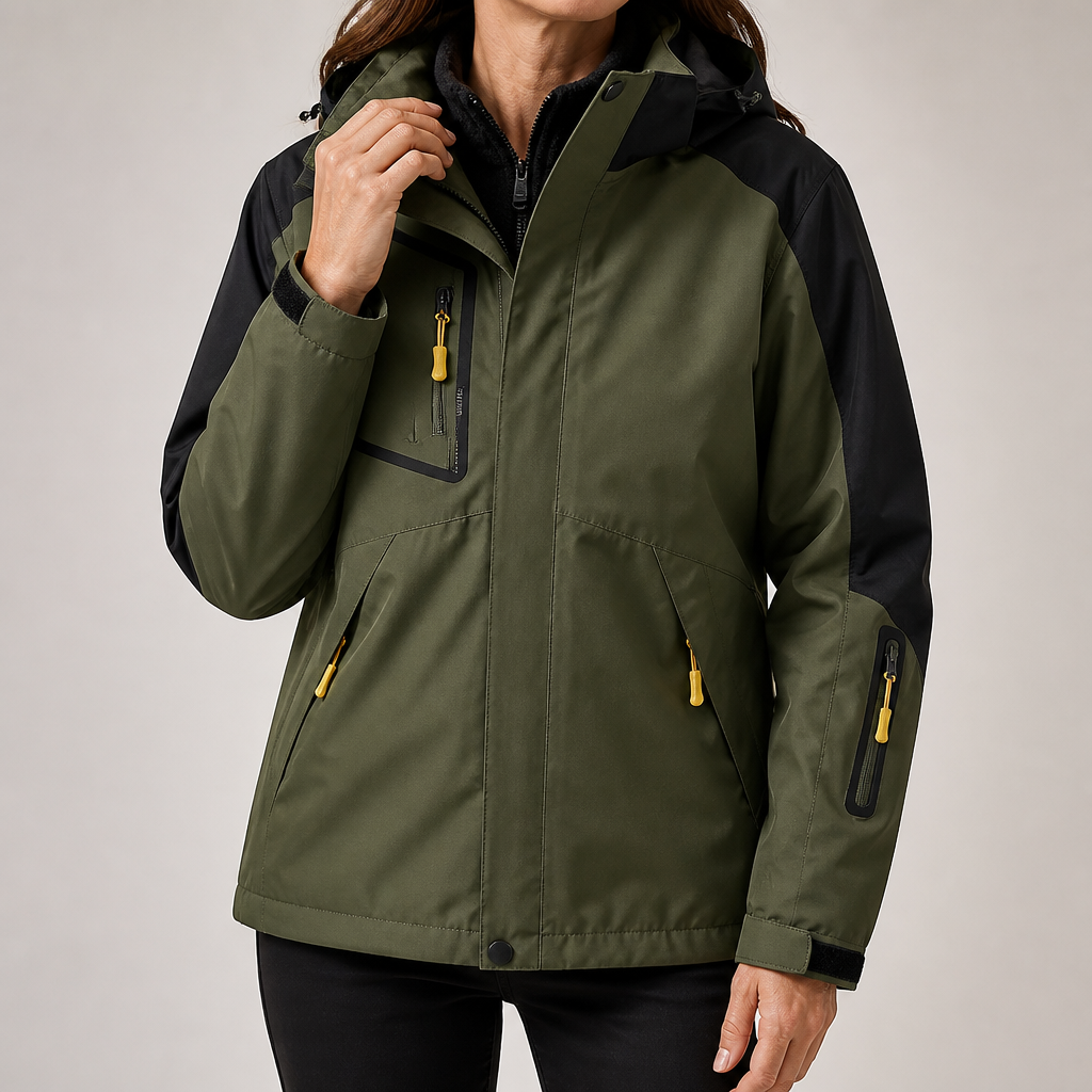 Foster | Womens Waterproof Jacket Ski 3 In 1 Windproof Hooded Winter Coat, Army Green