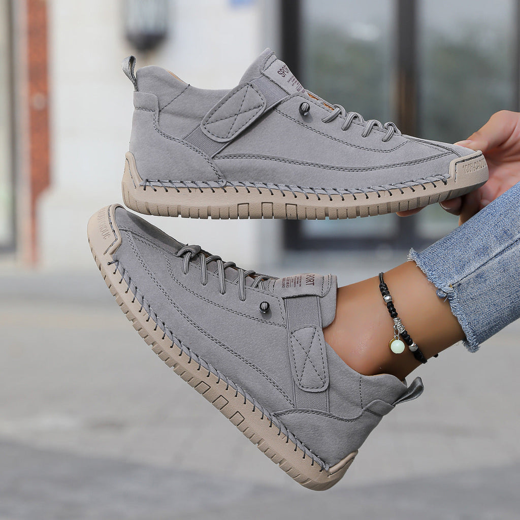 Frankie | Womens Leather Low Top Retro Flat Shoes - 12