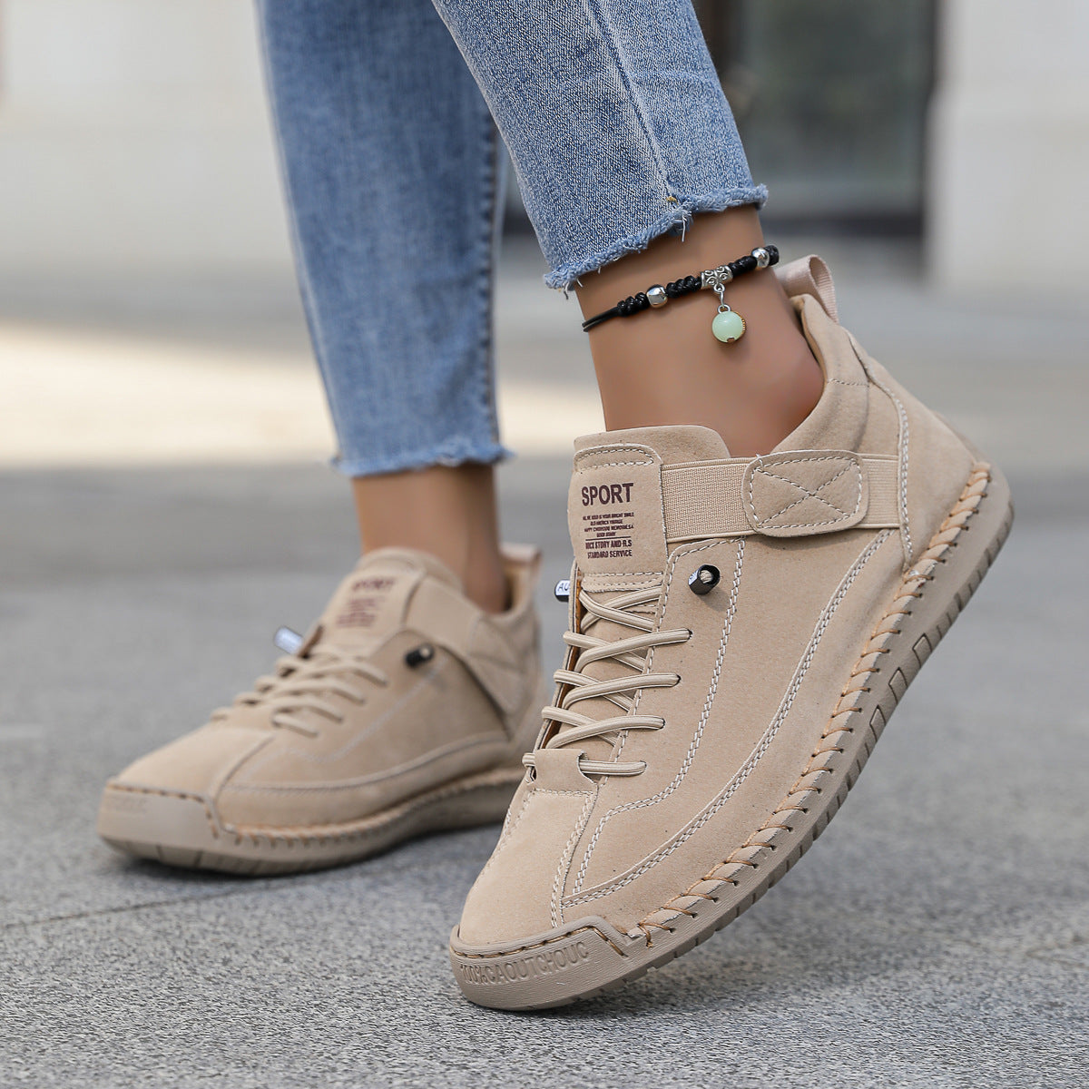 Frankie | Womens Leather Low Top Retro Flat Shoes - 13
