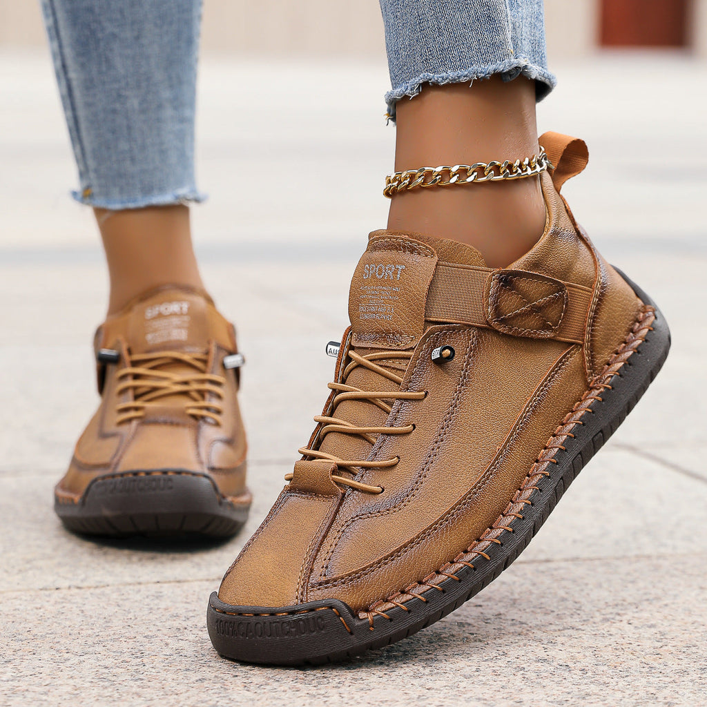 Frankie | Womens Leather Low Top Retro Flat Shoes - 15