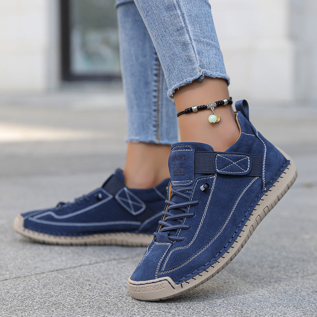 Frankie | Womens Leather Low Top Retro Flat Shoes - 18