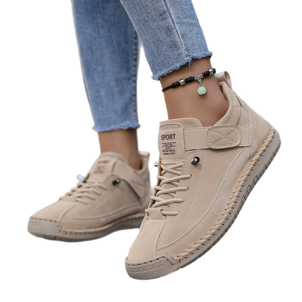 Frankie | Womens Leather Low Top Retro Flat Shoes - 5