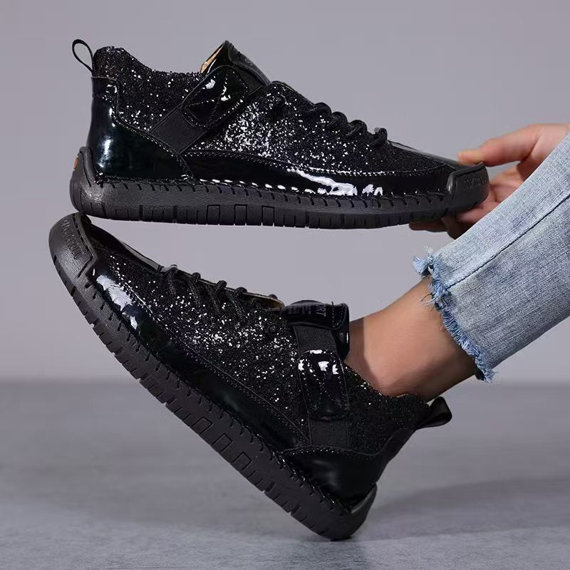Frankie | Womens Leather Low Top Retro Flat Shoes - 9