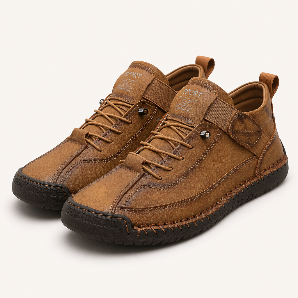 Frankie | Womens Trainers Leather Low Top Retro Flat Sneakers, Light Brown