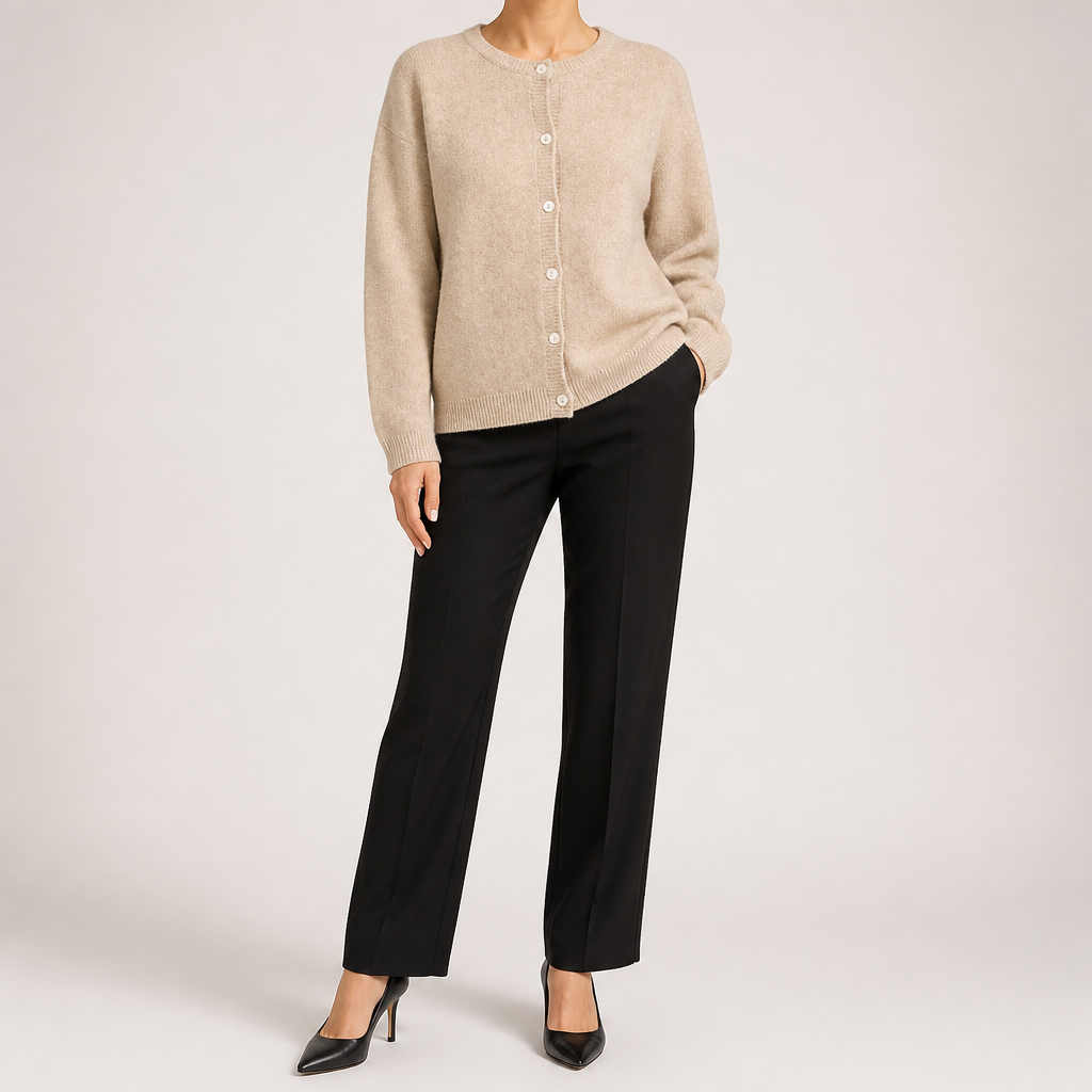 Freya | Womens Plus Size Knit Button Cardigan Jumper, Apricot
