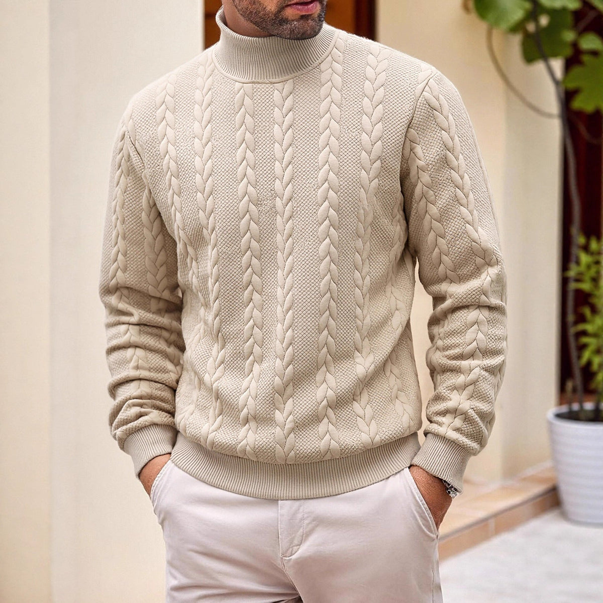 Garrick | Mens Knitted Warm High Neck Jumper Winter Sweater - 3