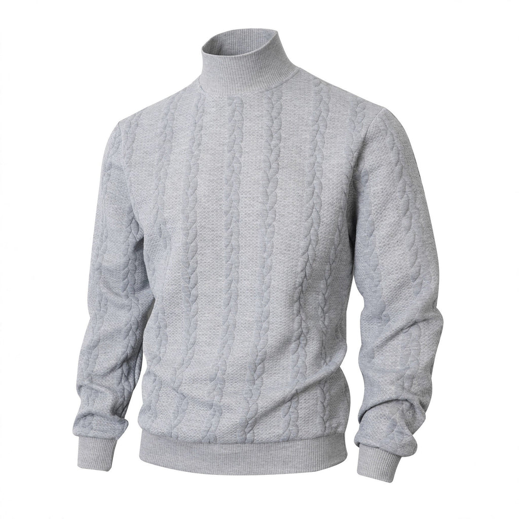 Garrick | Mens Knitted Warm High Neck Jumper Winter Sweater - Grey