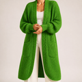 Genevieve | Womens Long Knitted Loose Thickened Winter Ladies Cardigan, Green