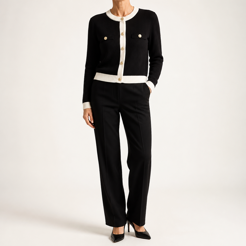 Georgina | Womens Cardigan Knit Gold Button Soft Knitted Cardigan, Black