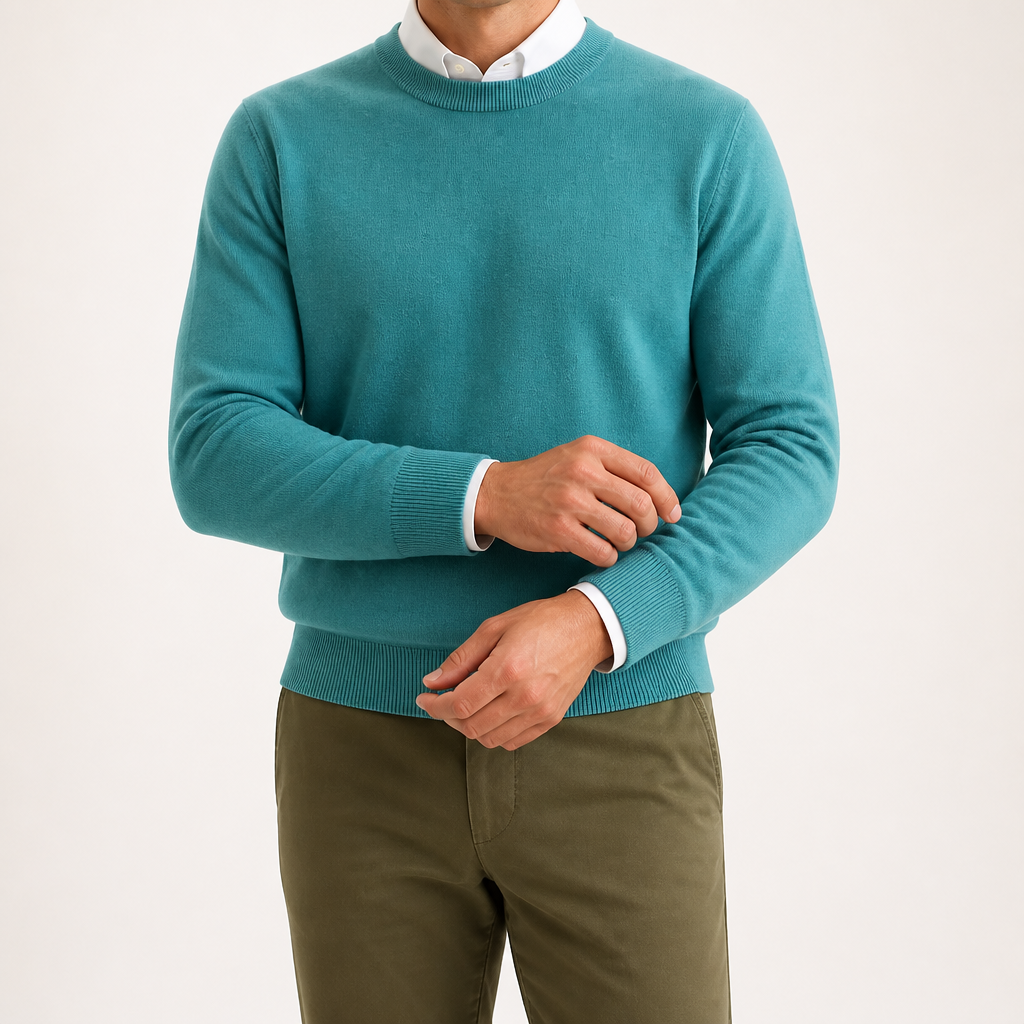 Gideon | Mens V Neck Knitted Jumper Loose Knit Sweater, Green