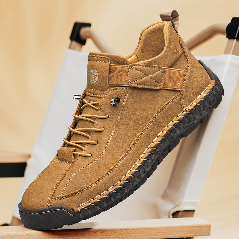 Griffin | Mens Leather Mid Top Stitched Casual Work Boots - 1
