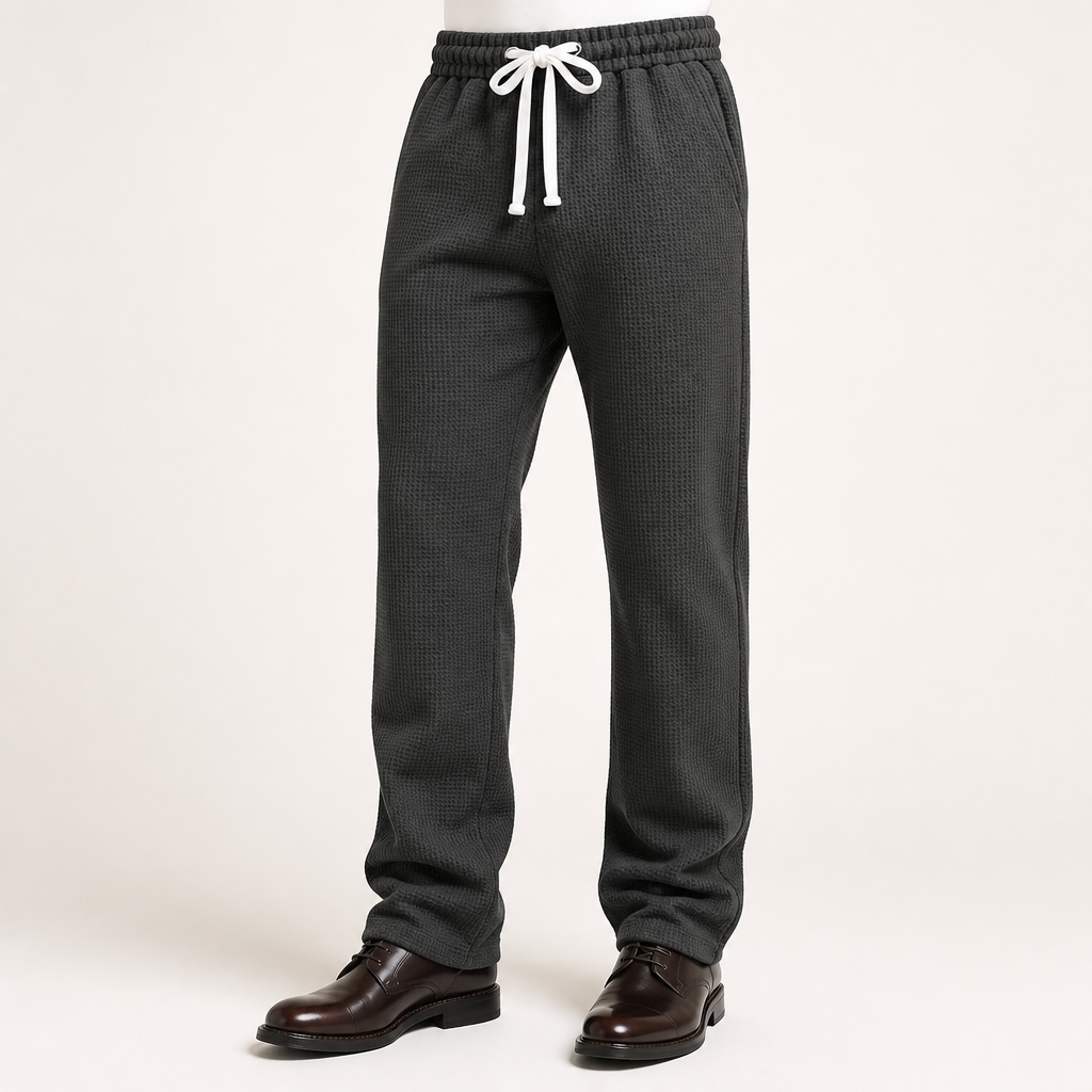 Gulliver | Mens Waffle Knit Casual Sports Versatile Trousers, Black