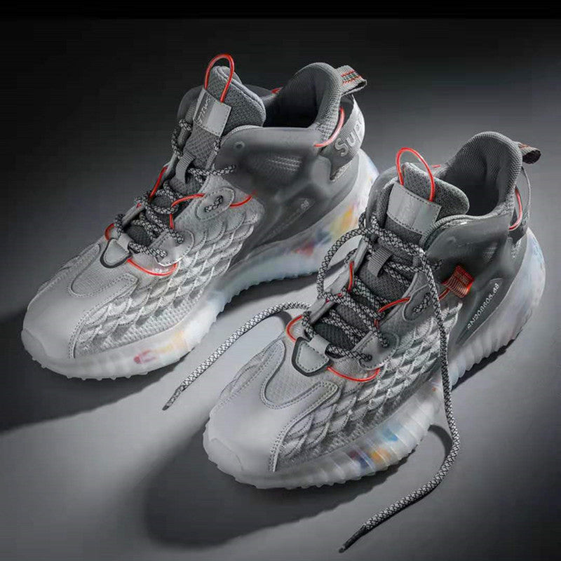 Harlan | Mens Lightweight Breathable Mesh Running On Shoes - White Grey