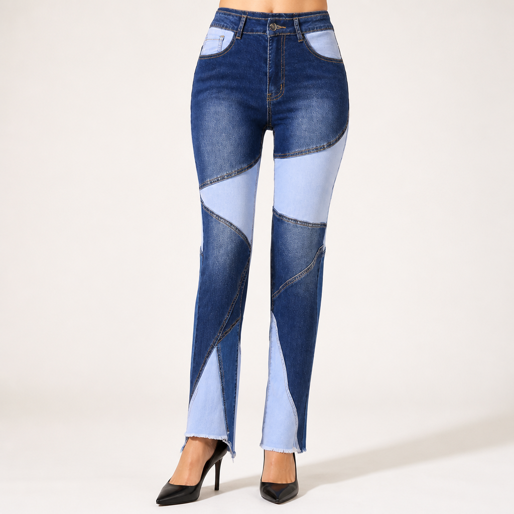 Harriet | Womens Flared Trousers High Waisted Straight Leg Stretch Wide Leg Pants, Blue
