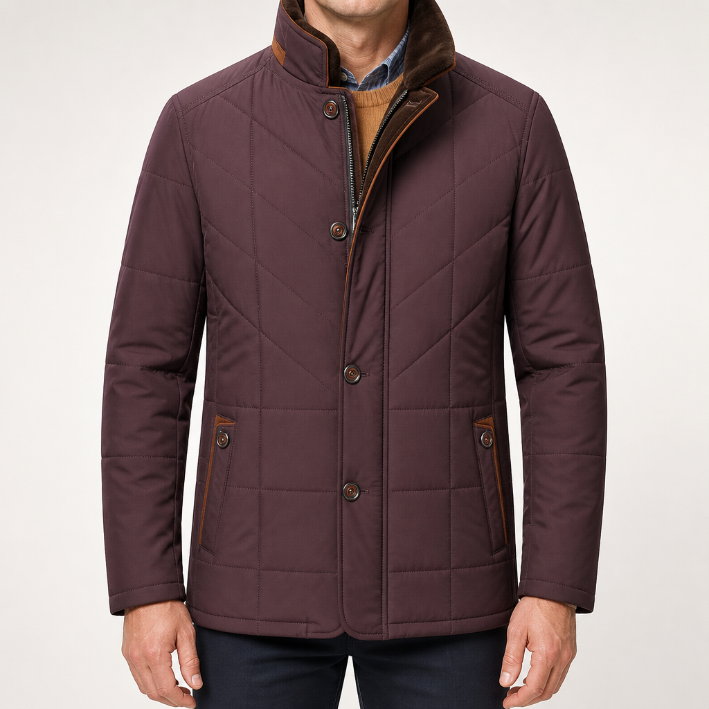 Hector | Mens Fleece Lined Fur Collar Winter Soft Shell Jacket, Wine Red