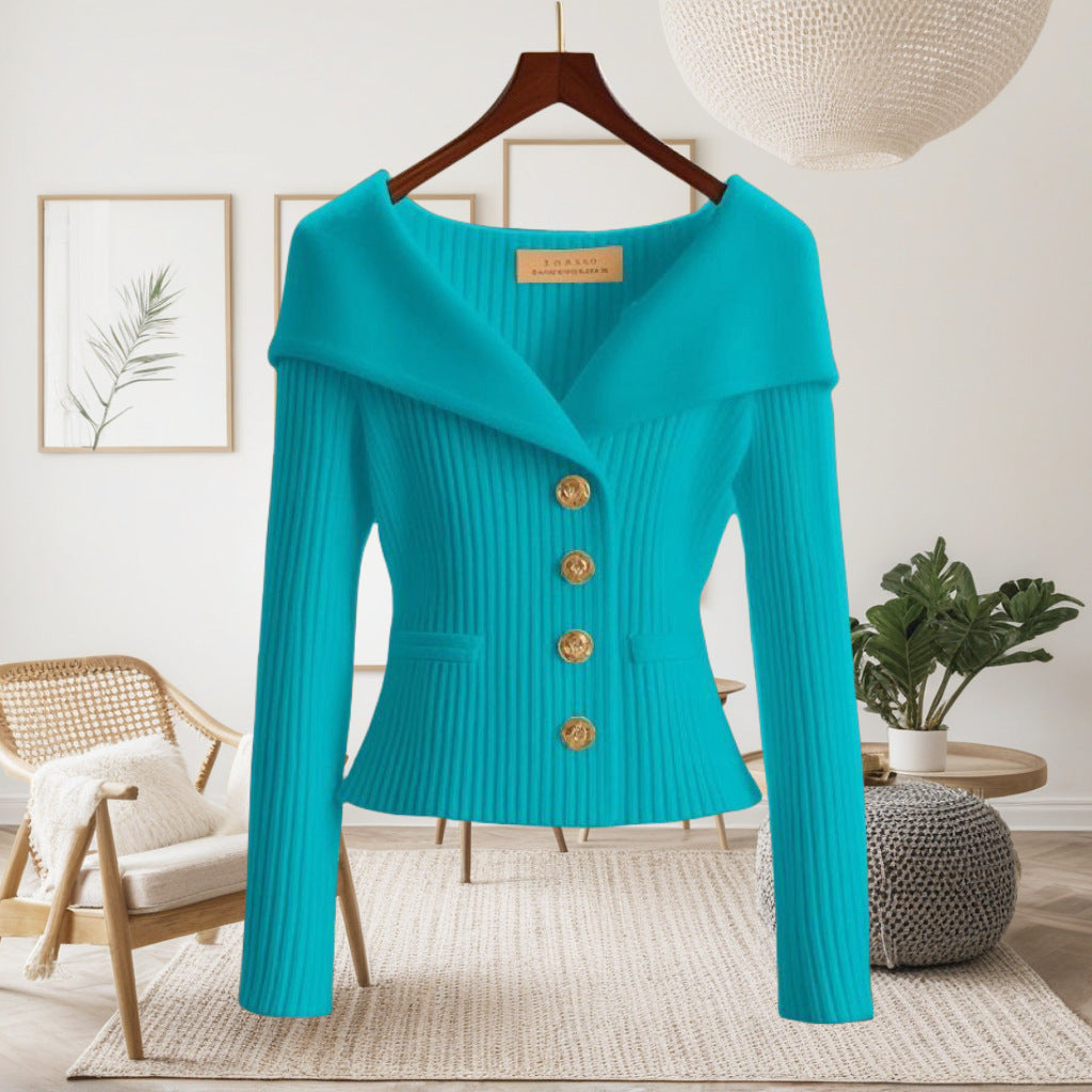 Henrietta | Womens Tweed Knit Cardigan Fitted Waist Jacket - 10