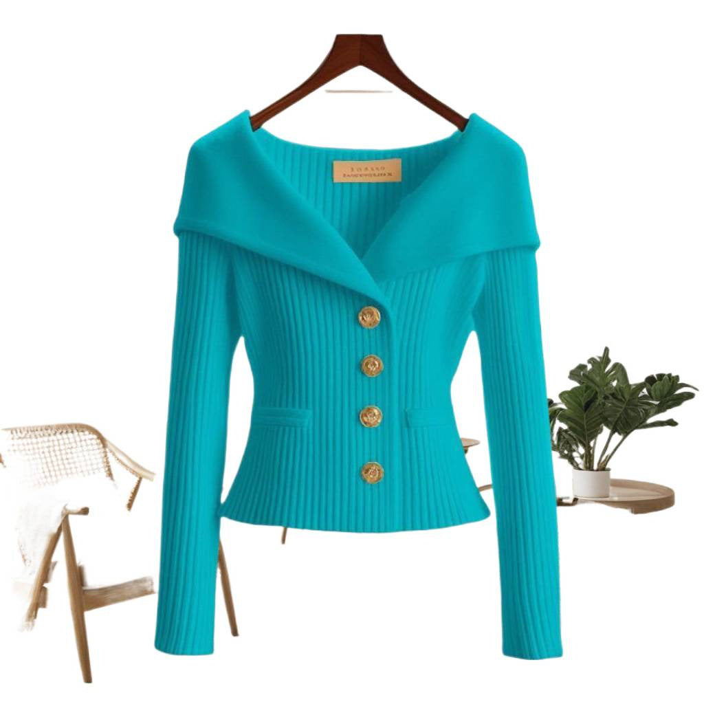 Henrietta | Womens Tweed Knit Cardigan Fitted Waist Jacket - 5