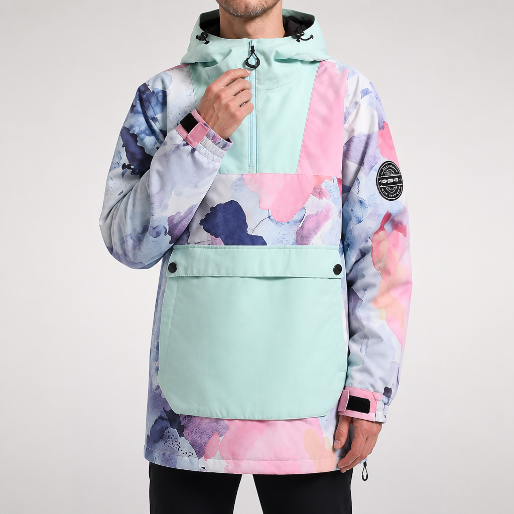 Hollis | Mens Ski Jacket Waterproof Windproof Snowboard Winter Coat, Pink Green