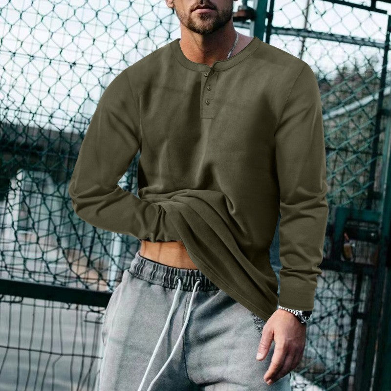 Holt | Mens Henley Long Sleeve Vintage Fitted Top - 10