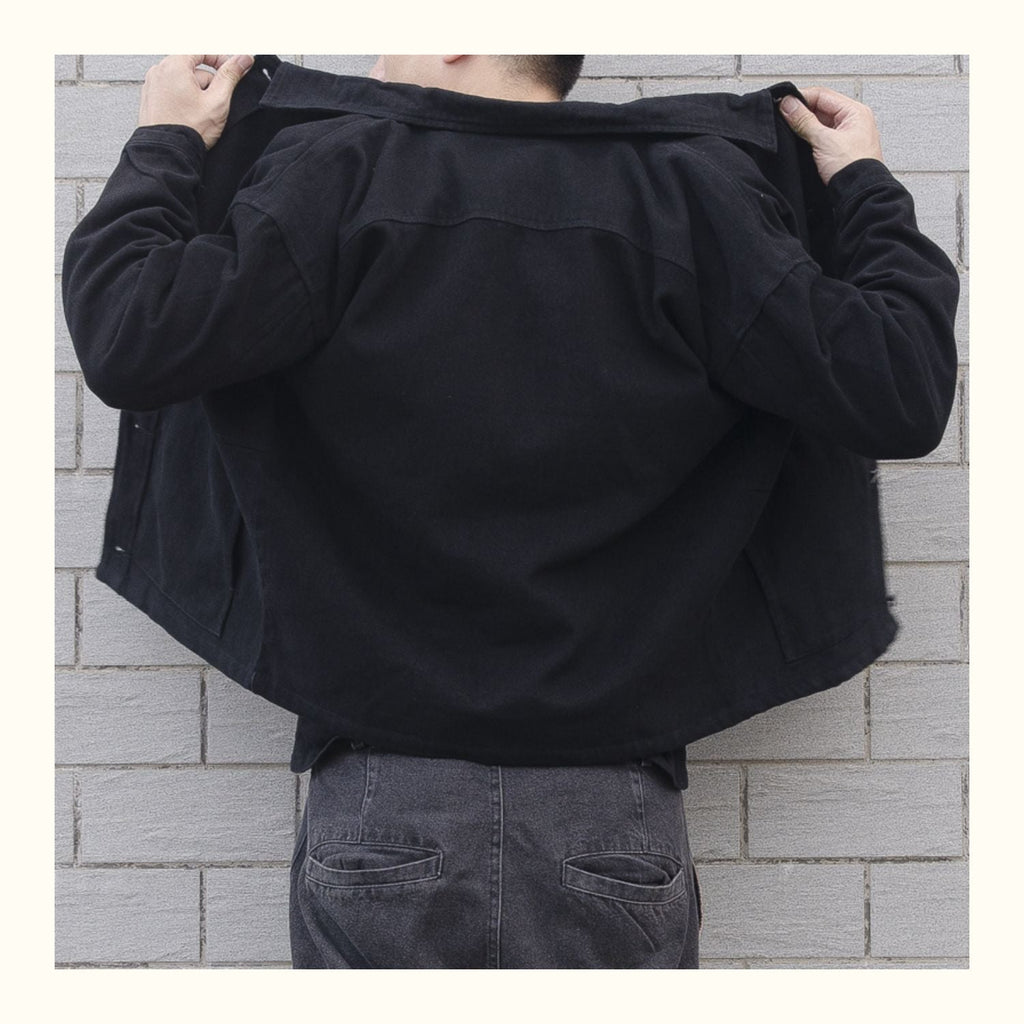 Hugo | Mens Black Denim Workwear Jacket Winter Autumn Overshirt - 3