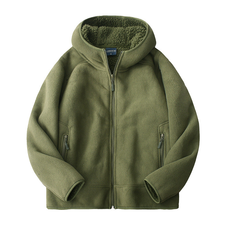 Imogen | Womens Hooded Fleece Zip Warm Casual Sweatshirt Shirt - Army Green