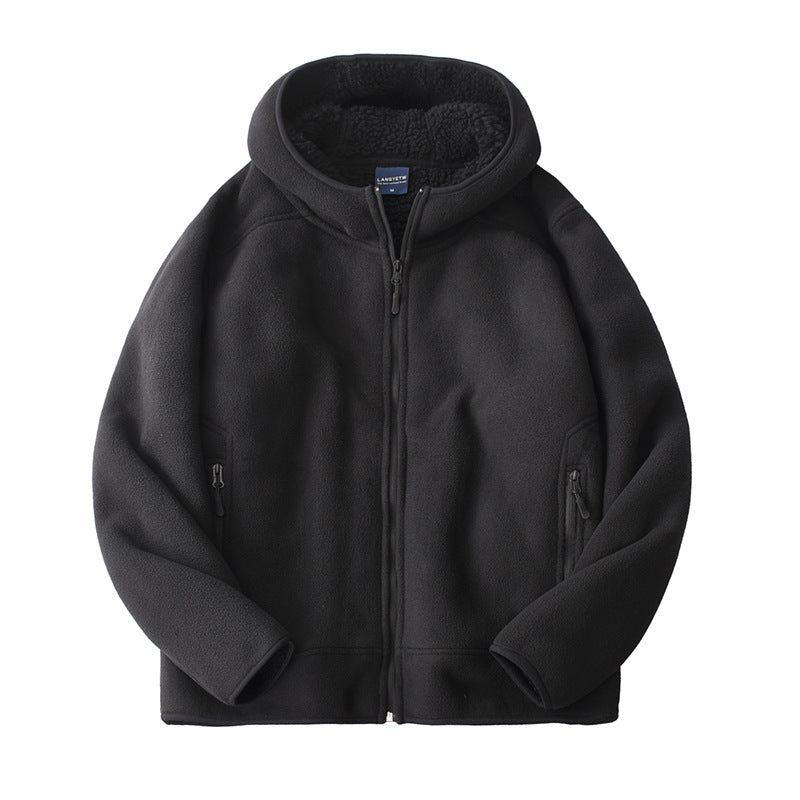 Imogen | Womens Hooded Fleece Zip Warm Casual Sweatshirt Shirt - Black