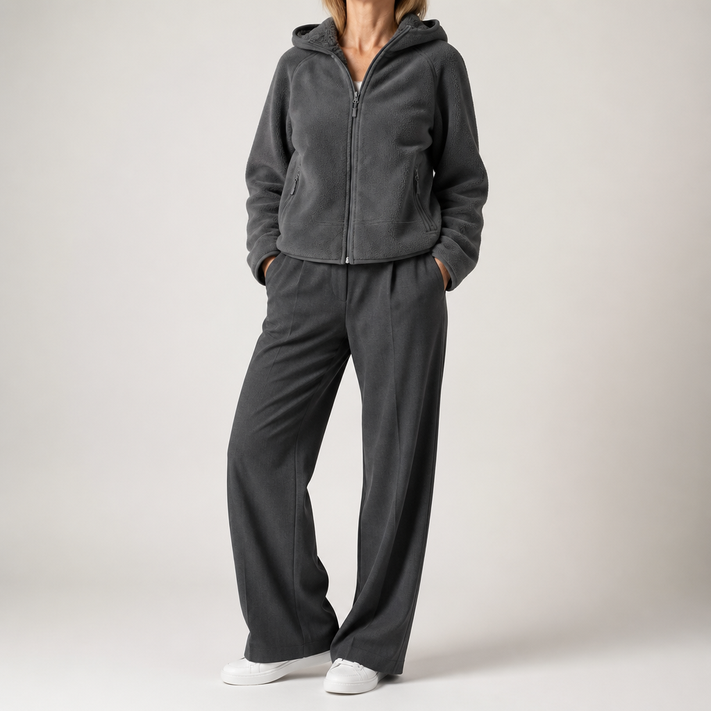 Imogen | Womens Hooded Fleece Zip Warm Casual Sweatshirt Shirt, Dark Grey