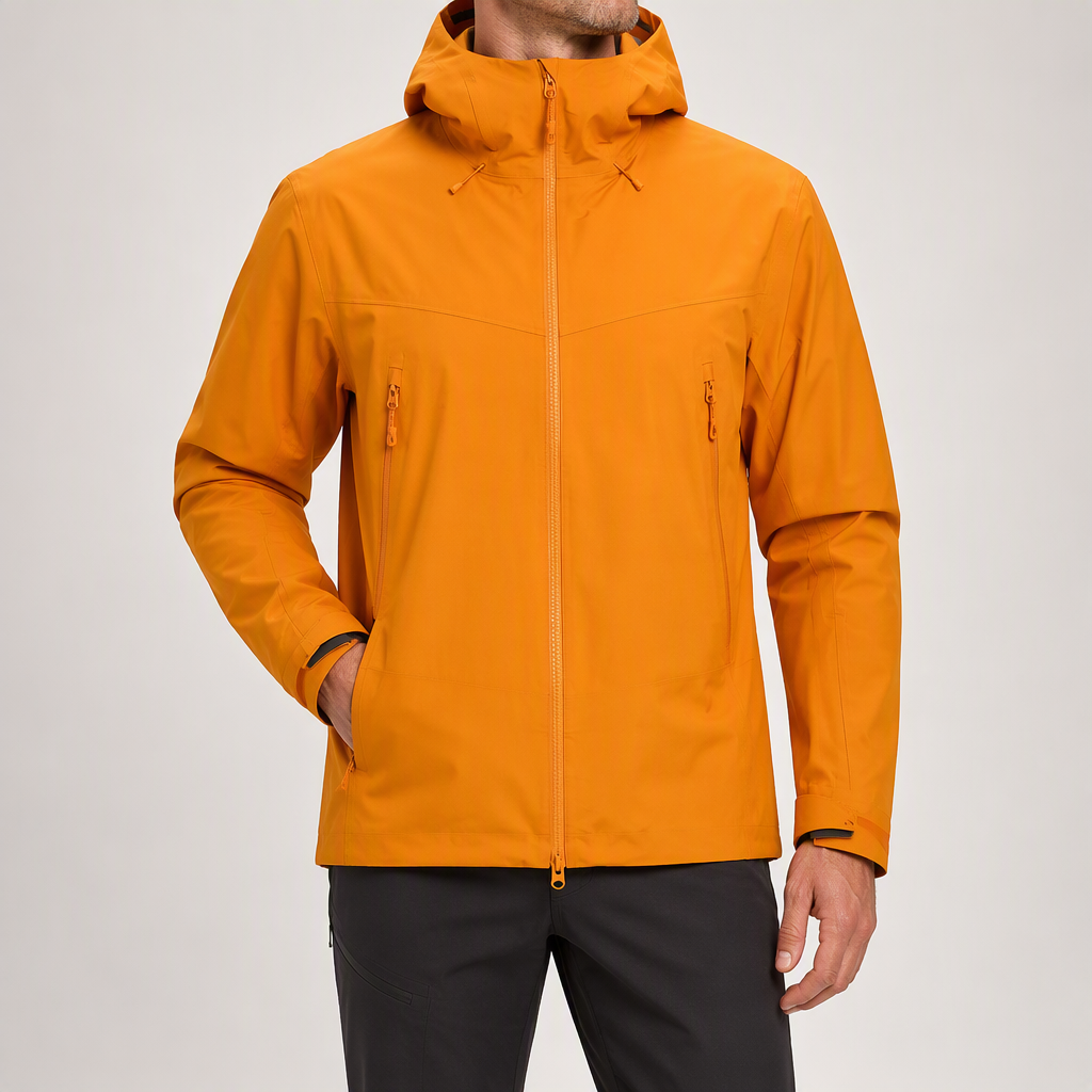 Ines | Mens Waterproof Jacket Hardshell Windproof Mountaineering Outdoor Coat, Orange